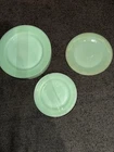 Set of 12 fire king jadeite dinner plates