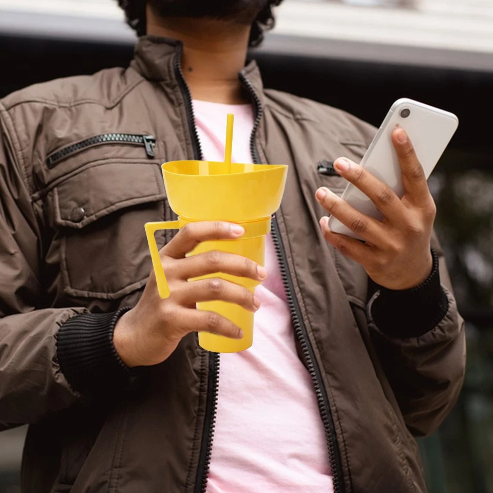 Combo de taza de aperitivo y bebida, taza de bebida con tazón de aperitivo para postre camping diario Foto 3 de 4