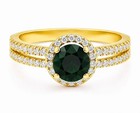 GENUINE 1.20 Cts TSAVORITE & W/SAPPHIRES RING 14K YELLOW GOLD PLATED (.925) -NWT — photo 2