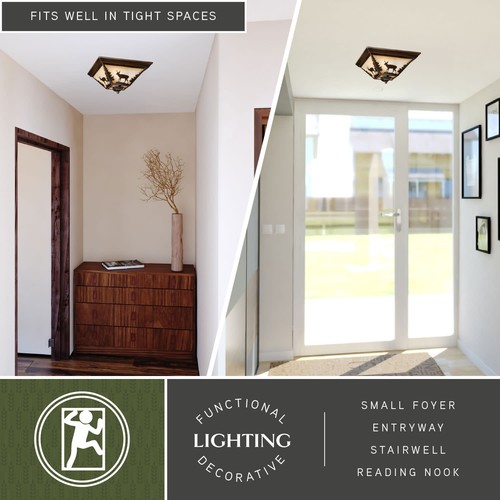 Vaxcel Lighting CC55414 Bryce 3 Light Flush Mount Indoor Ceiling - Bronze - Picture 9 of 11