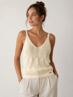   LAURA SCOTT Stricktop Damen Top Ajour Muster Gr. 38-44 Elastisch Mode Trend