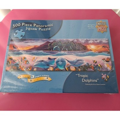 MasterPieces Tropic Dolphins 500 Piece Panoramic Jigsaw Puzzle 36x12 New Sealed