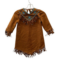 Native American Indian Girls Dress 6x Fringe Beads Cosplay Thanksgiving Dress Up