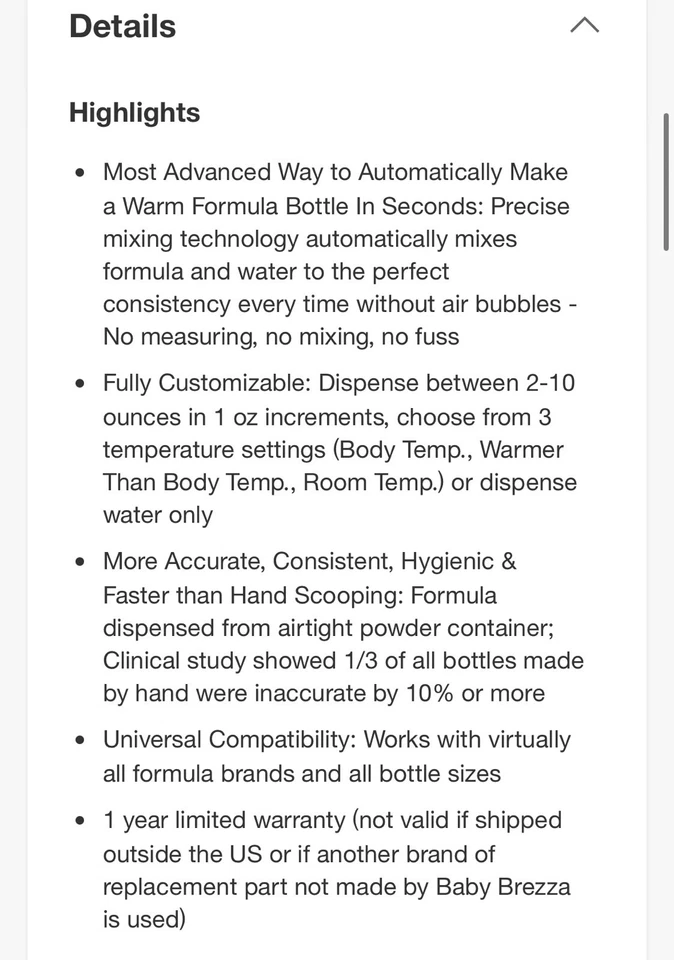 Baby Brezza FRP0045 Formula Pro Baby One Step Formula Maker - Blanco Foto 4 de 4