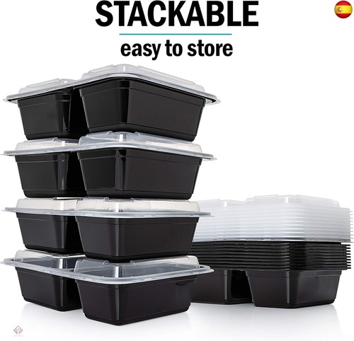 Igluu Meal Prep - Recipientes de 2 Compartimentos para comida de Plástico Sin - Imagen 7 de 9