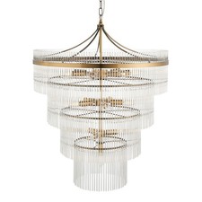 Luminosa Marietta Pendant Ceiling Light Antique Brass Plate Clear Glass, 16x E14