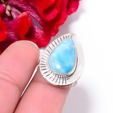 Natural Larimar Handmade 925 Sterling Silver Ring s.7.5 Sku36, Christmas Gift