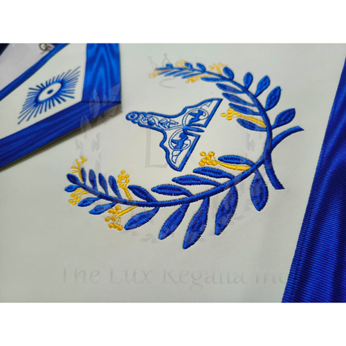 Grembiule Massonico Regalia Blu Loggia Guardiano Anziano, Corona Ricamato Set 3in1 - Foto 5 di 19