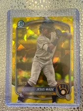 JESUS MADE 2025 BOWMAN CHROME SAPPHIRE YELLOW REFRACTOR /75 Q3882