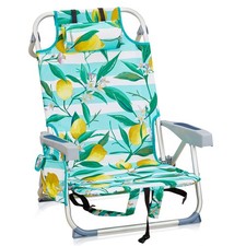 Backpack Beach Camping Chair Folding Heavy Duty, Aluminum, Cup Holder Multicolor