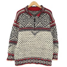Nordic Pullover Skandinavisch Norweger Vintage Warm Gestrickt Damen Cv1 Größe L