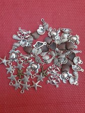 LOT 4. Bulk 60 SEASHELLS STARFISH CRABS METAL CHARMS PENDANTS
