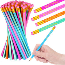 60 Pieces Inspirational Pencils Personalized Custom Back to School Wood Colorful