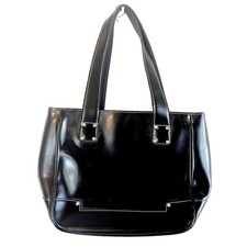 Vintage Wilson's Pelle Studio Black Leather Shoulder Bag Purse White Stitching