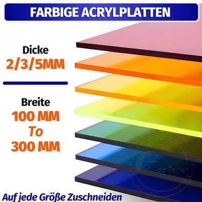 Farbige Acrylglas Platte Zuschnitt Platte Fenster Dicke 2-5mm Länge 100-300mm