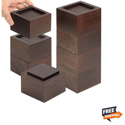Solid Oak Adjustable Bed Risers - Set of 8 Non-Slip 2'' Elevators for Stability