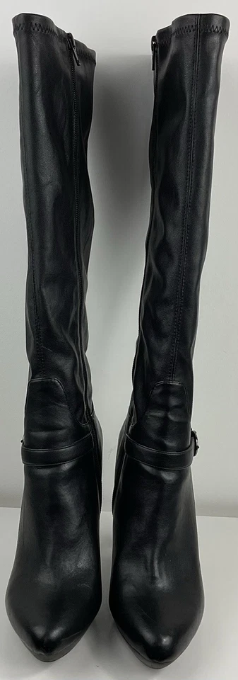 Nine West Tall Leather Boots Women’s Black Stiletto Heel Point Toe Side Zip 9M - Image 2 of 4