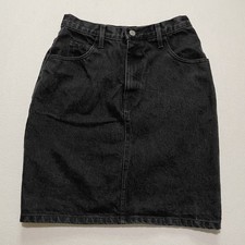 Vintage Guess Jean Skirt Womens 26 Black Denim High Waist Made USA 80s 90s