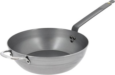 De Buyer 5614.32 Mineral B Round Carbon Steel Country Fry Pan, 12.5 in, Silver