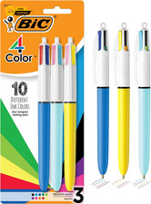 Bic 4 Color Retractable Ballpoint Pens Pack Of 3 Assorted Ink Colors