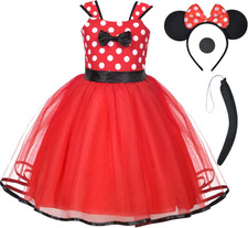 Ragazza Minnie Pois Abito Da Principessa Costumes, 4 Pezzi Vestito Minnie Bambin