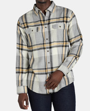 George Mens Flannel Shirt with Long Sleeves Gray Plaid Size M 38-40