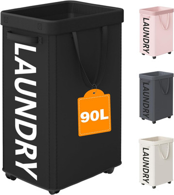 Laundry Basket with Wheels, 90L Rolling Laundry Hamper with Wheels, Large Clothe