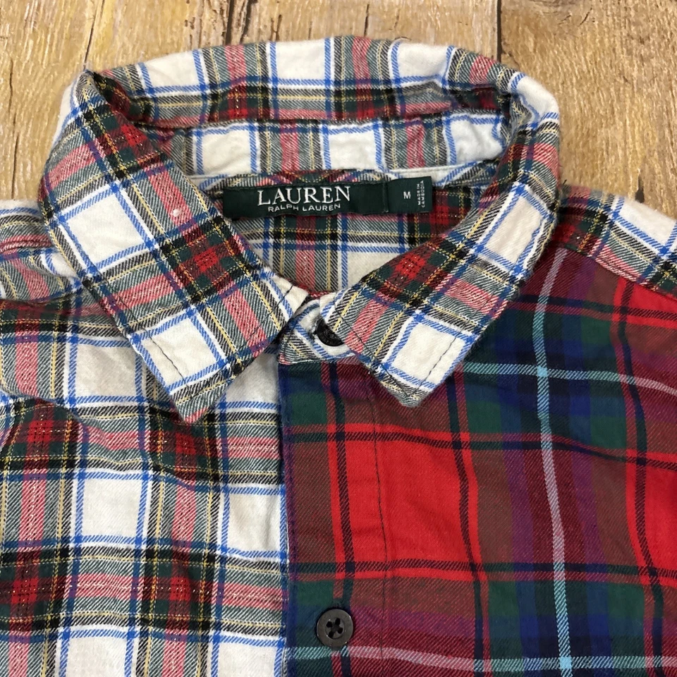 Lauren Ralph Lauren Womens Shirt Tartan Plaid Button Down Crested Medium - Image 3 of 4