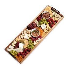 Twine Modern Manor Longboard Cheese Platter with Handles, Rectangular Cheese Boa