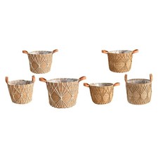 3Pcs Straw Woven Planter Baskets Storage Baskets Boho with Handles Rustic Indoor
