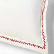 RALPH LAUREN Annie Embroidered Leaf Stitch Red Euro Sham Cotton/Linen 26X26 NEW