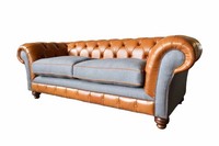 Luxus Leder Textil Chesterfield Sofa Couch Sofas Polster 3 Sitzer Neu