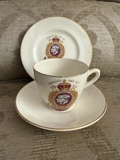 King George VI Coronation 1937 tea cup, saucer and plate trio set