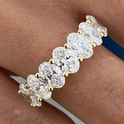 3.50 Ct Oval Shape White Diamond Lab-Grown Wedding Ring 14K Yellow Gold FN