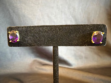 14K YELLOW GOLD - OVAL AMETHYST (2.00Ct.) STUD EARRINGS