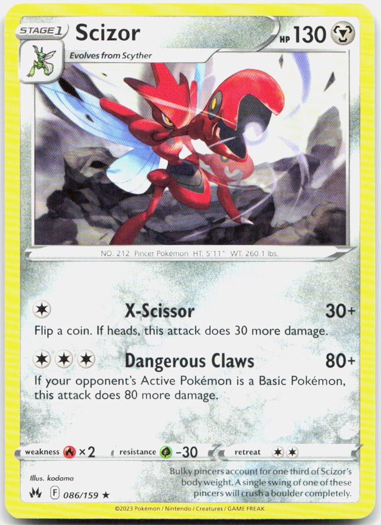 Scizor 086/159 Rare Crown Zenith Pokemon LP