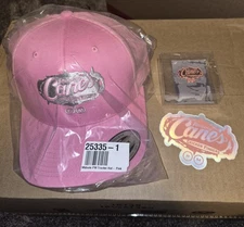 Bundle POST MALONE Raising Cane's LIMITED EDITION Pink Hat + Enamel Pin RARE NEW