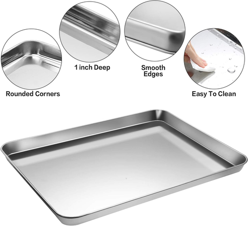 Stainless Steel Baking Sheet Tray Cooling Rack with Silicone Baking Mat Set, Coo - Picture 3 of 7