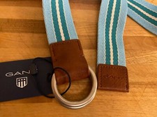 Gant Mens Striped Webbing Topaz Blue Belt Size Small/Medium 40" New & Tags