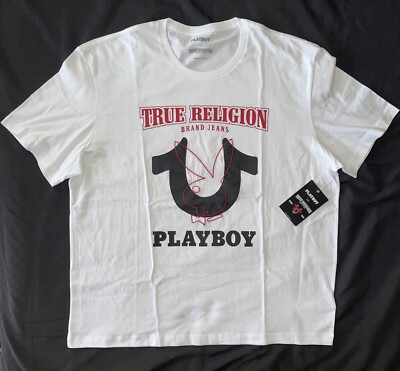 New Rare True Religion Relaxed Big T Bunny T-Shirt Playboy White