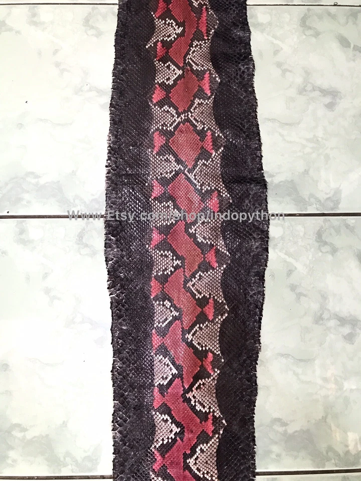Genuine Python Leather, Exotic Snake Skin, Black SnakeSkin, Multicolor Leather - Image 4 of 4