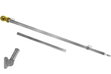 6ft Silver Spinning Stabilizer Tangle Free Flag Pole & Adjustable Bracket Kit