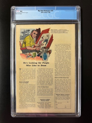 MY OWN ROMANCE #75 CGC 8.0 Kirby Good Girl GGA Cover - SINGLE HIGHEST GRADED - Picture 3 of 3