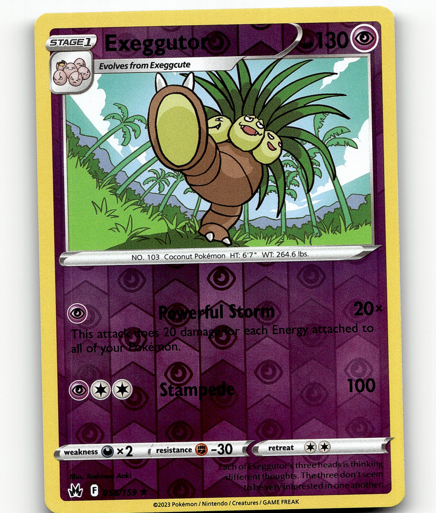 Pokemon Exeggutor Reverse Holo 058/159 Crown Zenith Rare | eBay
