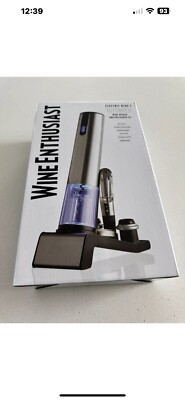 Wine Enthusiast ELECTRIC BLUE 1 AUTOMATIC Wine Opener & Preserver Set New in Box