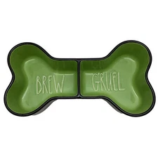 Rae Dunn Brew Gruel Dog Food Bowl Pet Bowl Halloween New In Box Black and Green
