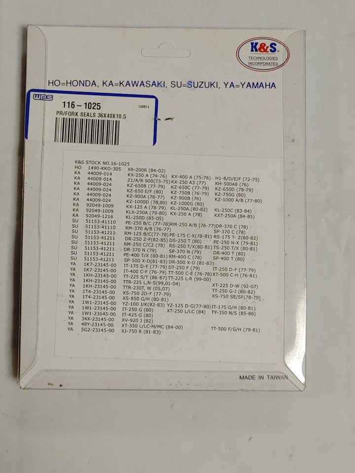 Par de sellos de aceite de horquilla K&S Technologies 16-1025 36 mm x 48 mm x 10,5 mm Foto 2 de 2