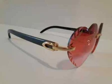 Luxury Black Natural Ox Horn Men Rimless Sunglasses New