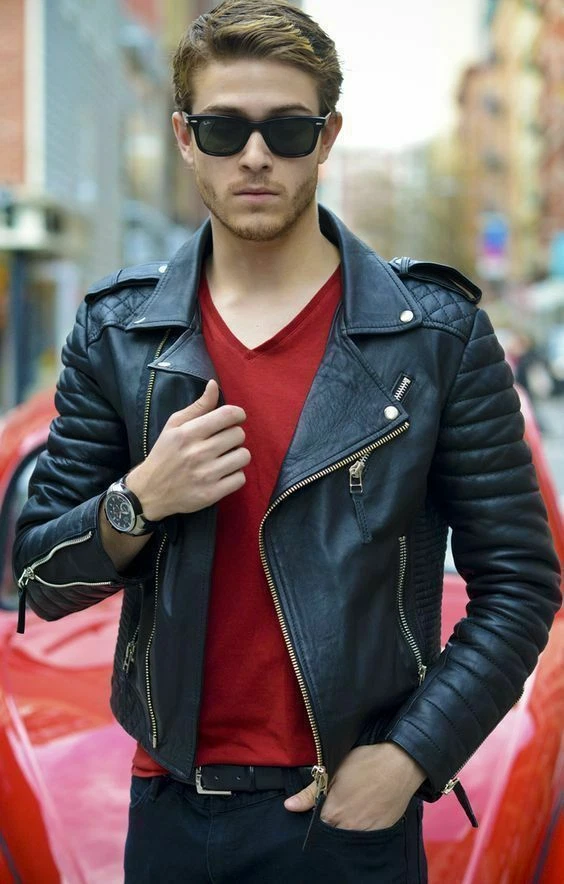 NOORA Men's Black Lambskin leather Jacket, Stylish Casual & Party Wear Jacket