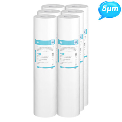 6 Pack 5 Micron 20''x4.5'' Sediment Water Filter Whole House Replacement Cartridge